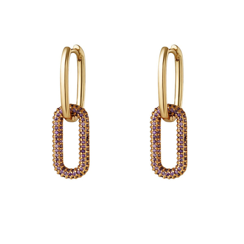 Sparkle Earrings Purple Large - Gold